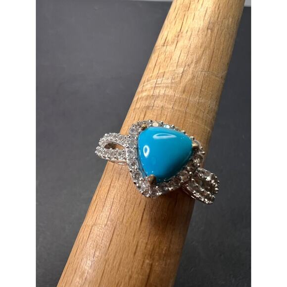 Chuck Clemency Sleeping Beauty turquoise ring in platinum over 925 silver size 8 - Picture 3 of 11